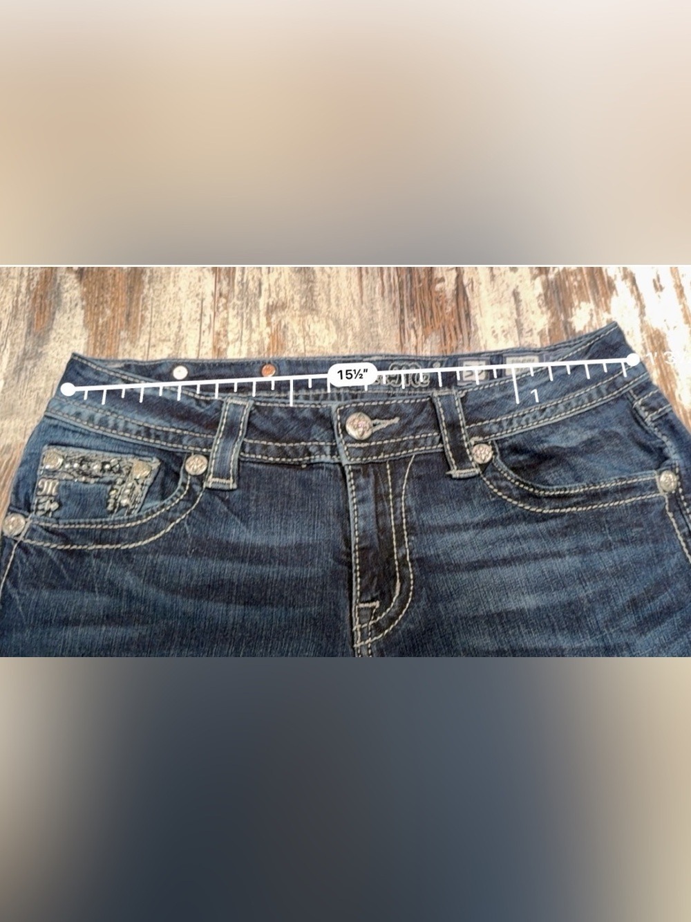 Miss Me Signature Sequins Denim Jeans Women's Size 30x34 USA - Picture 10 of 16